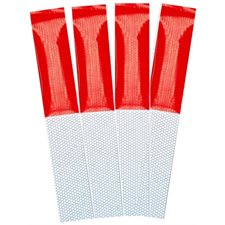 ADHESIVE REFLECTIVE STRIPS 4 X 12" , 6" RED / 6" WHT