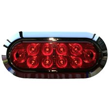 RED LED OVAL STOP / TURN / TAIL LIGHT KIT 6 '' WITH CHROMED BEZE